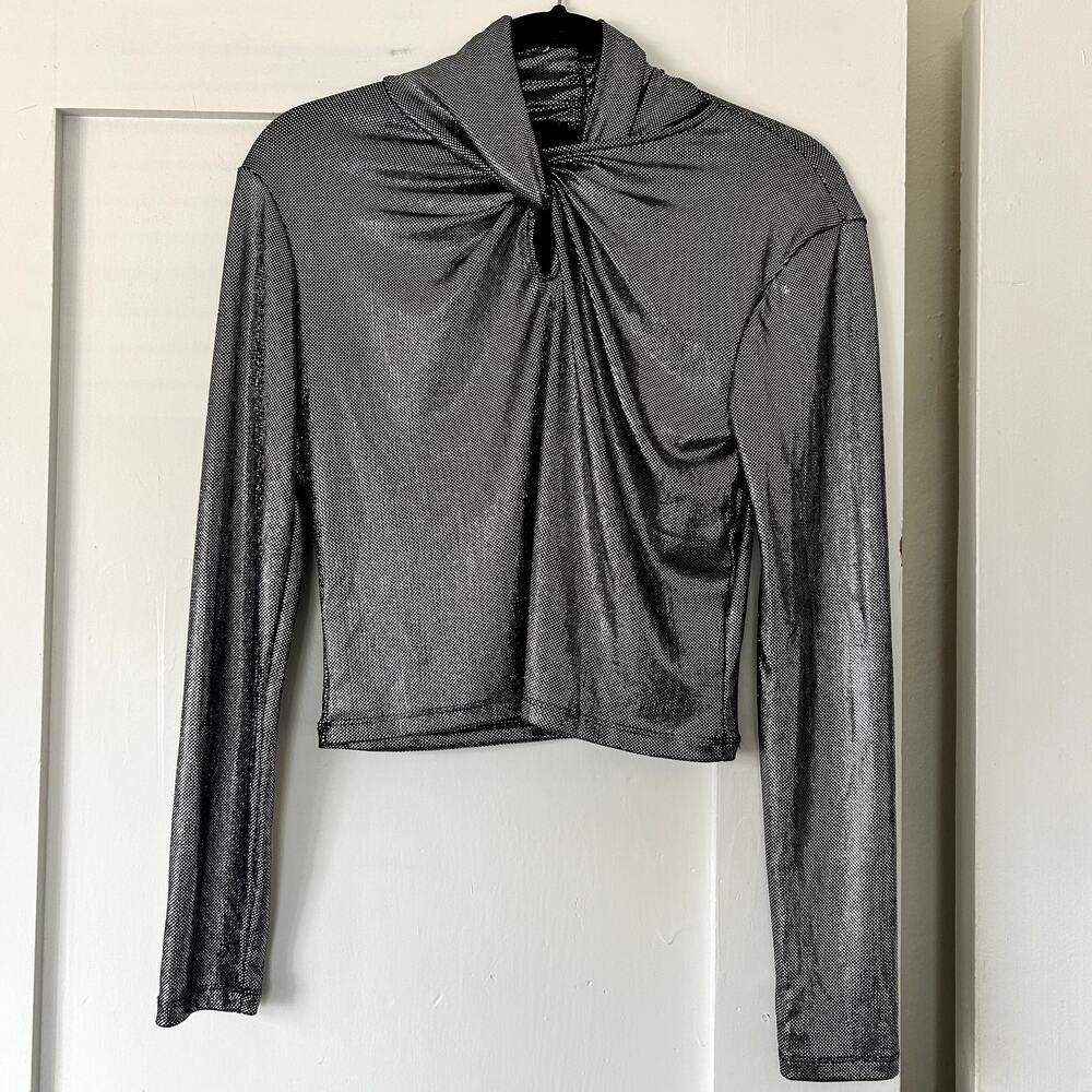 Silver shimmer party rave dance glam top